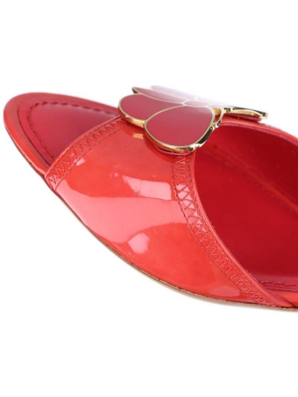 Louis Vuitton 08 Butterfly V Mark Patent Leather Mules 35 Bl0048 Red - Picture 12 of 15